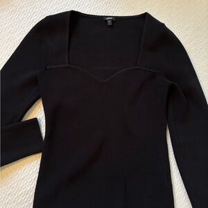 Express Black Ribbed Knit Top